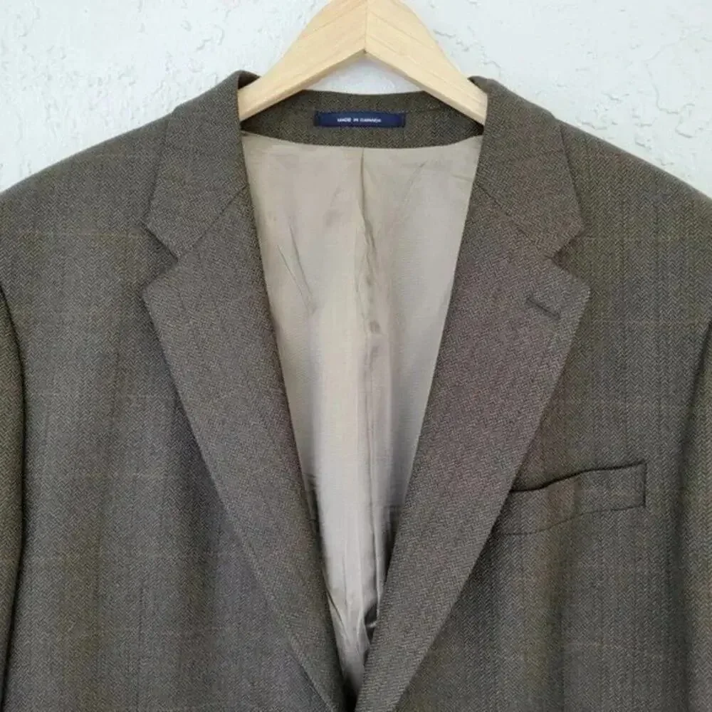 Chaps Ralph Lauren Blazer Brown Lambswool Men Size 46L Classic Suit Jacket
